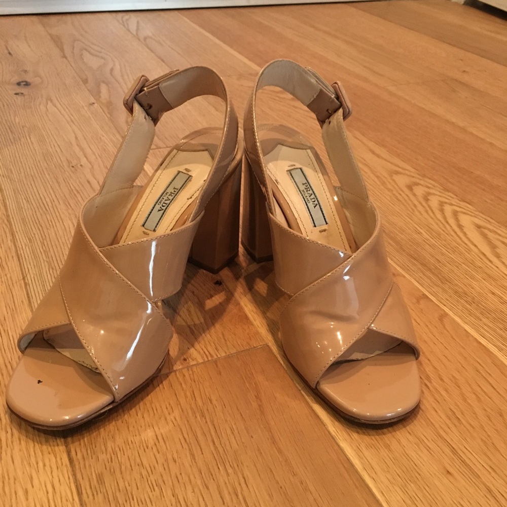 Prada nude leather sandals